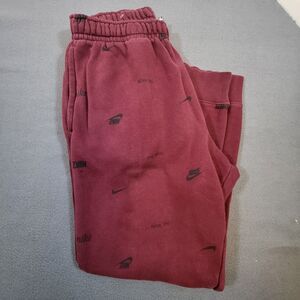 Nike Club Fleece Joggers Mens Large 32x27 Purple AOP Logo Cotton Poly Sweatpants